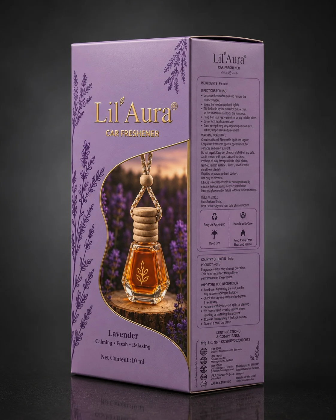 Lil'Aura — Lavender Car Freshener — Car Freshener, Box Design