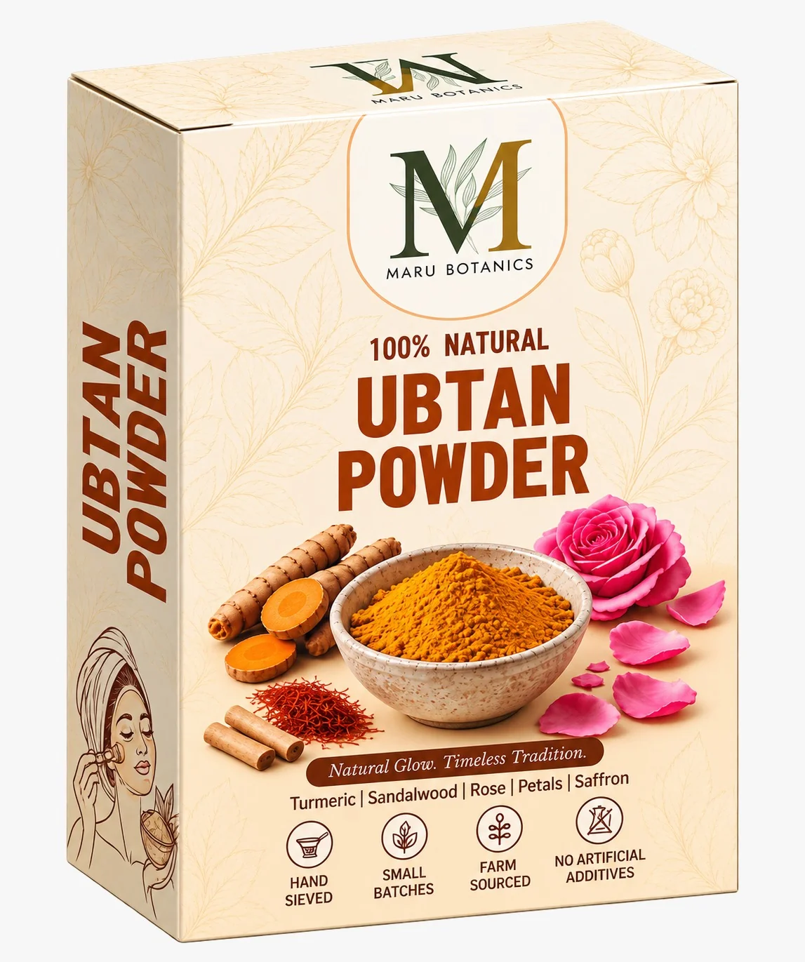 Maru Botanics — Ubtan Powder Box — Ayurvedic & Herbal, Box Design