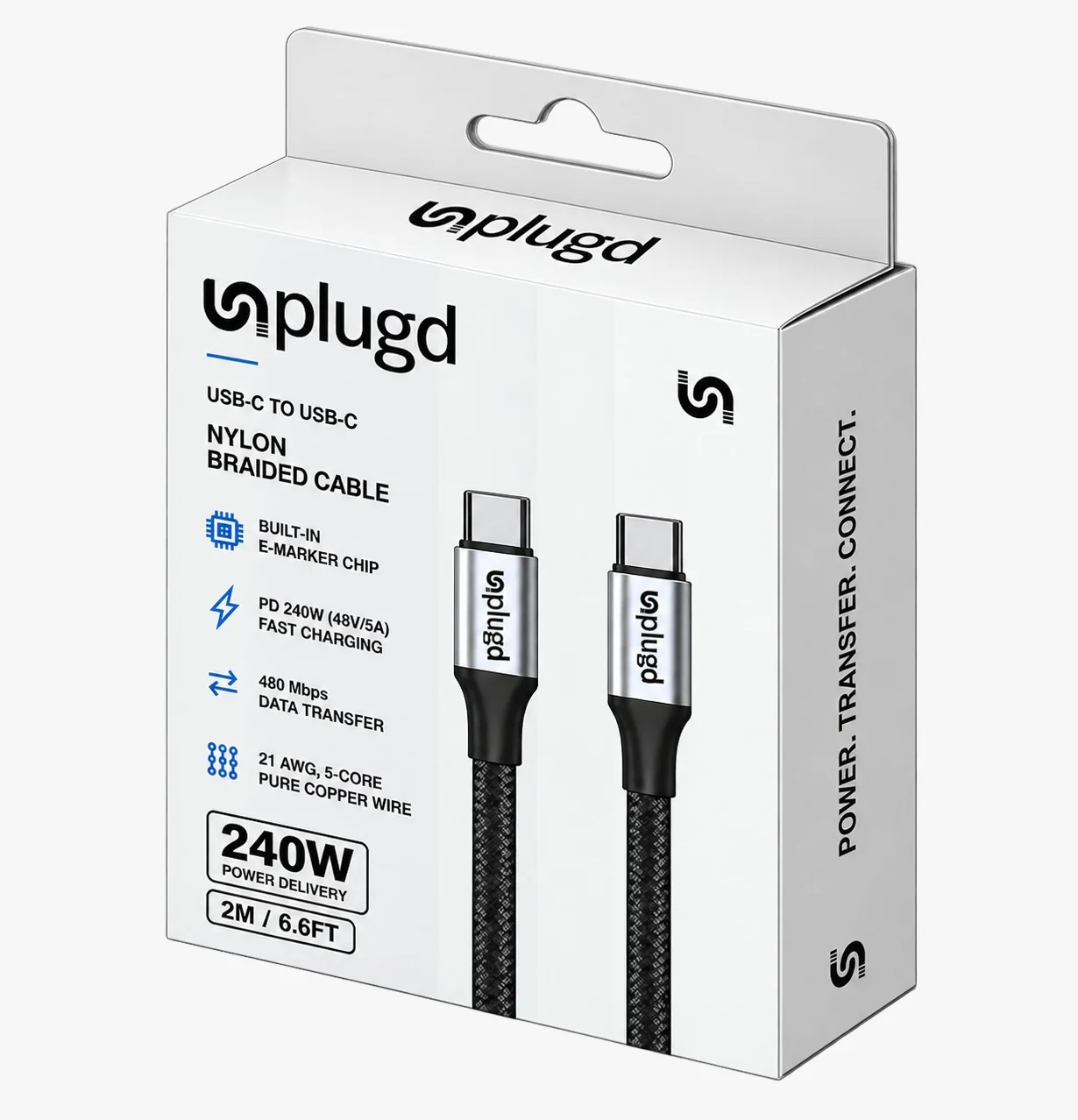 Unplugd — USB-C Nylon Braided Cable Box — Electronics, Box Design
