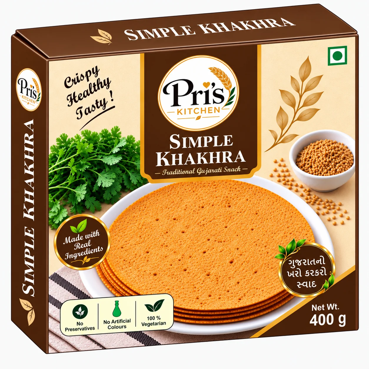 Pri's Kitchen — Simple Khakhra Box — Food & Snack, Box Design