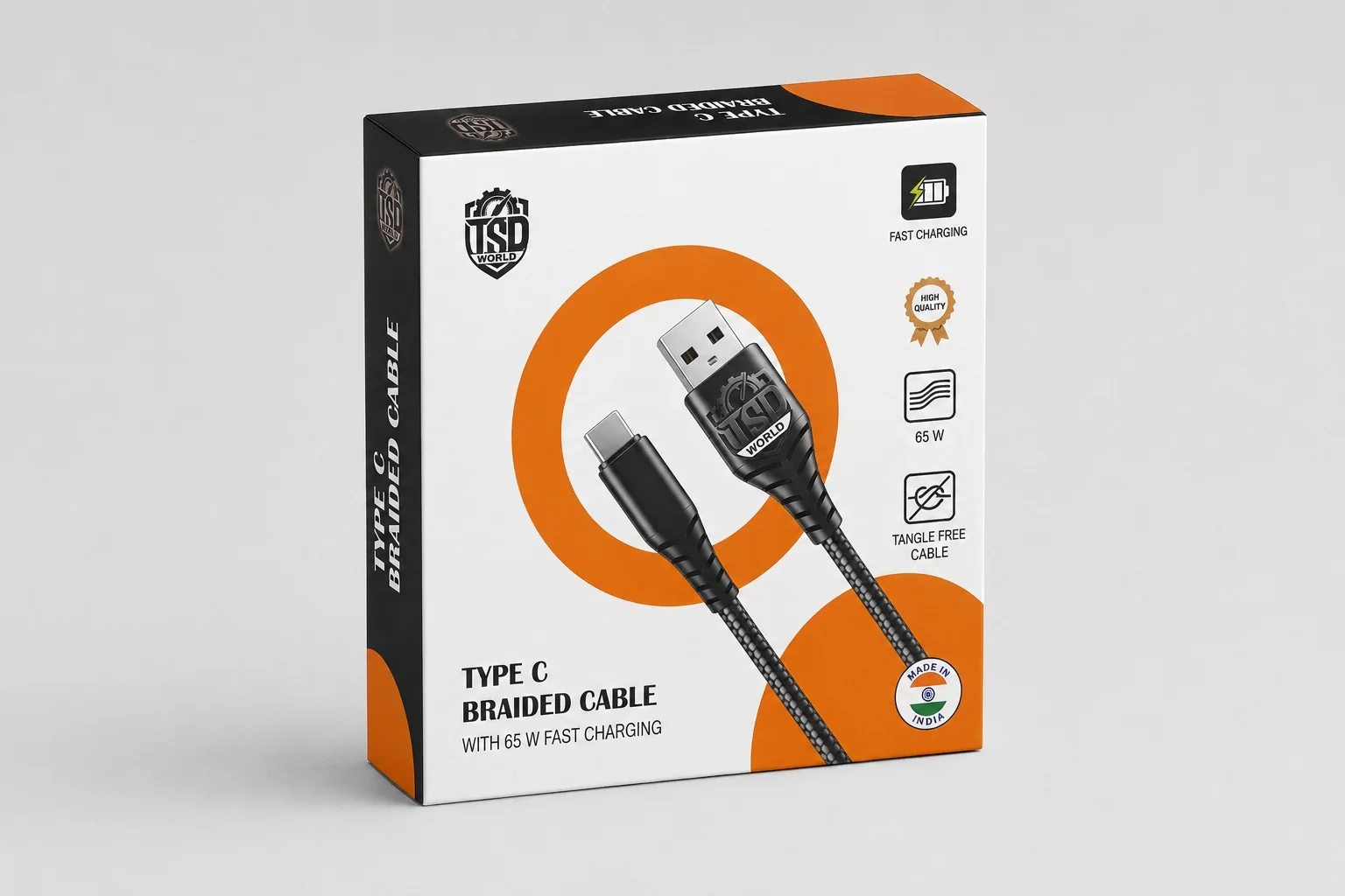 TSD World — Type-C Braided Cable — Electronics, Box Design